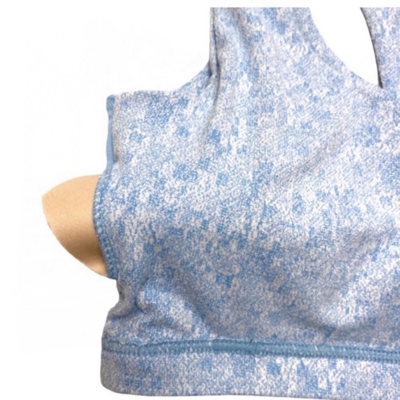 GYMSHARK Malibu Blue Marl Fleur Sports Bra in light Space Blue Size S - Picture 9 of 10